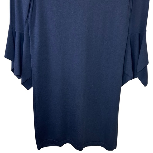 COS - Women’s Knitted Shift Dress, Draped Sleeves, Mini - Navy Blue, X-Small - Picture 12 of 15